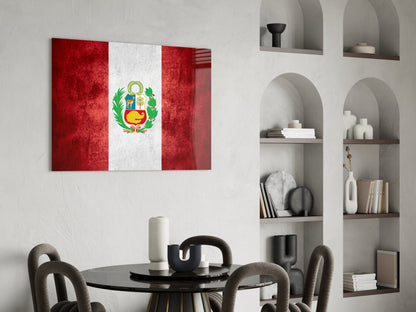 Flag of Peru Textured Glass Wall Art