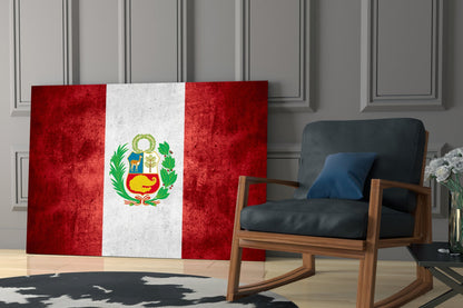 Flag of Peru Textured Glass Wall Art