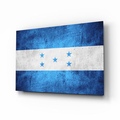 Flag of Honduras Glass Wall Art on wall