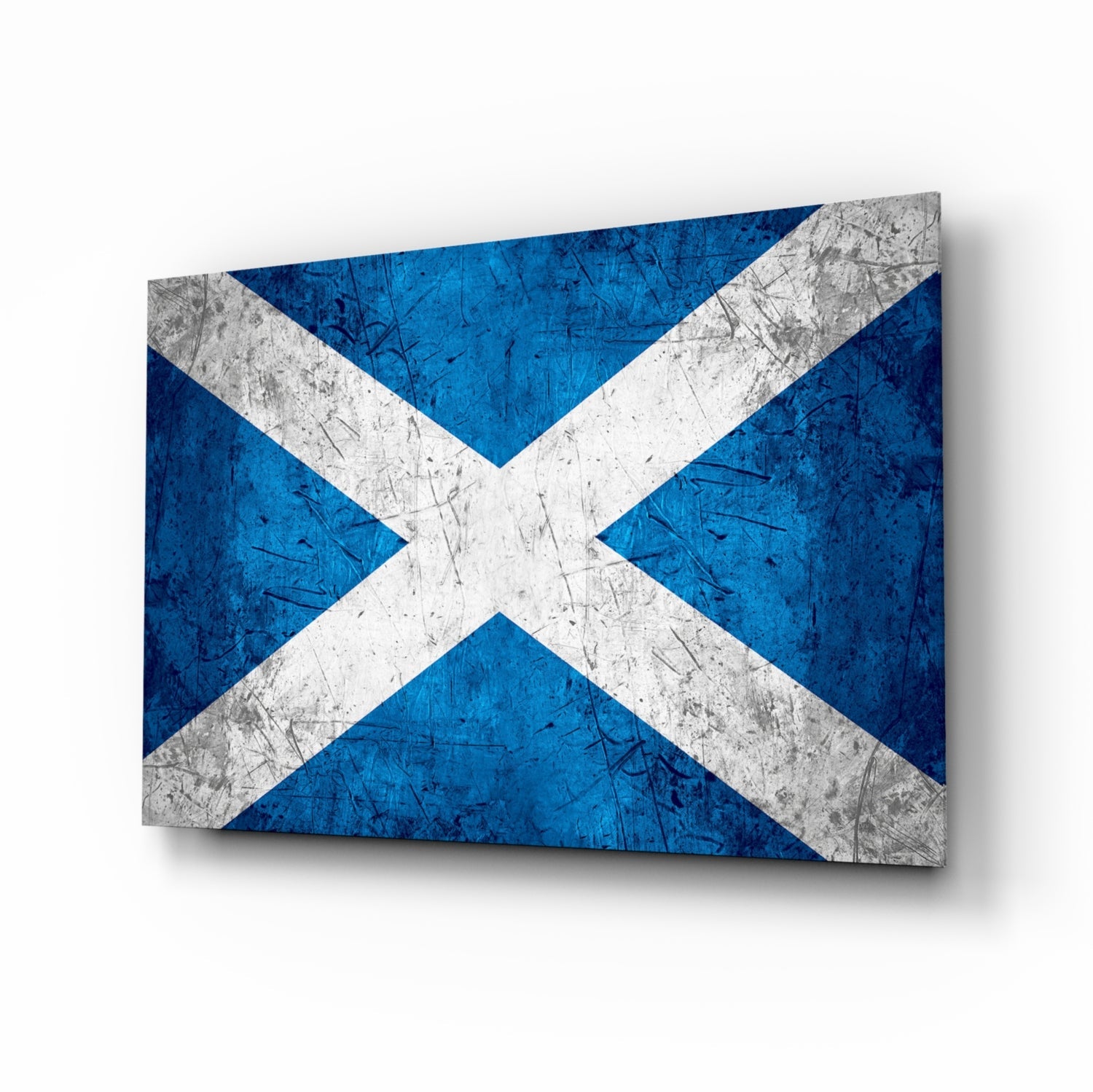 Flag of Scotland glass wall art, cobalt saltire design