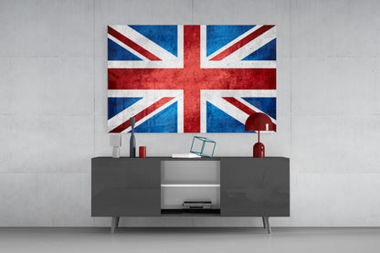 Flag of United Kingdom Weathered Glass Wall Art