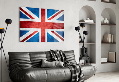Flag of United Kingdom Weathered Glass Wall Art