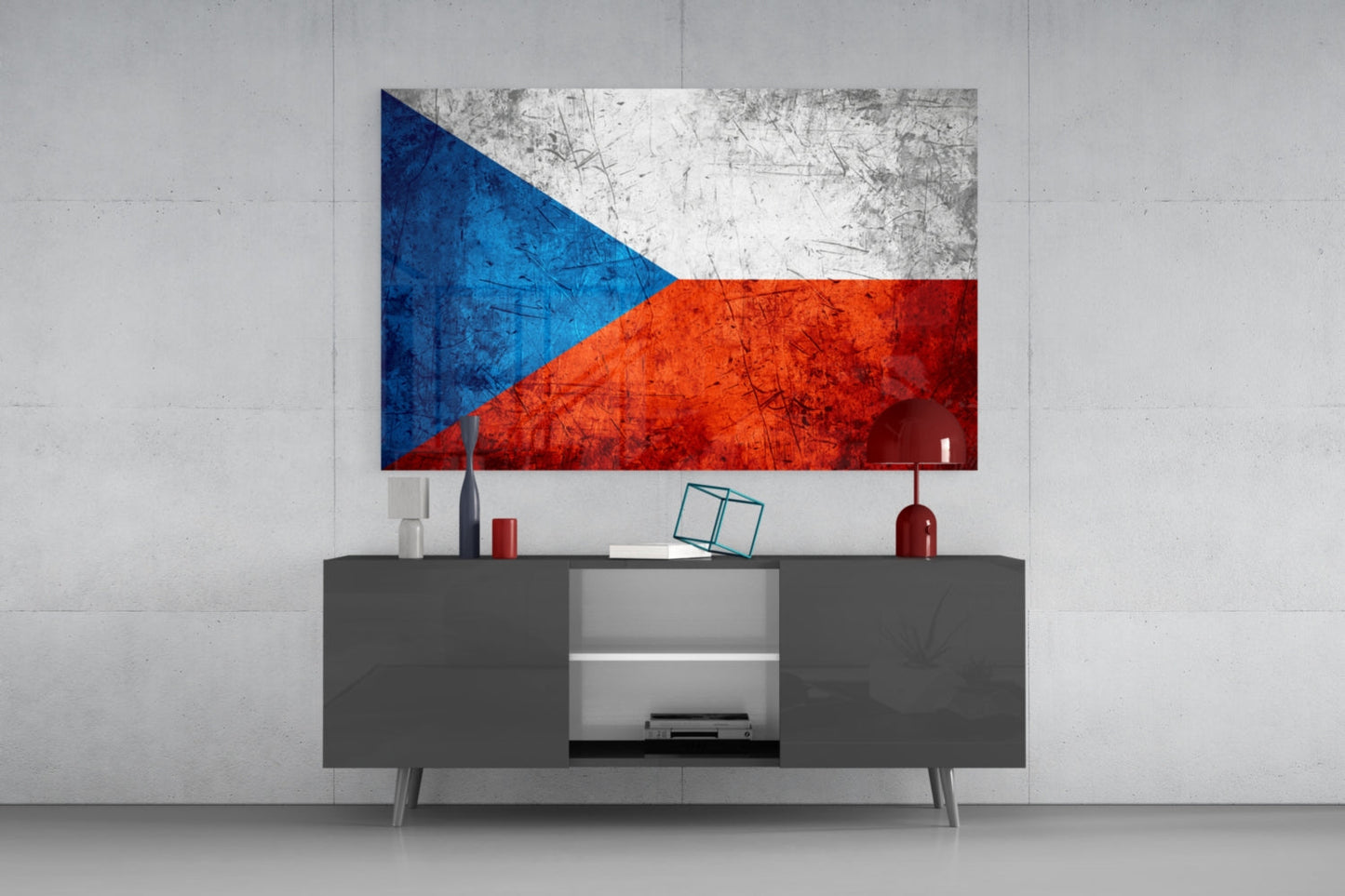 Czechia Flag Glass Wall Art