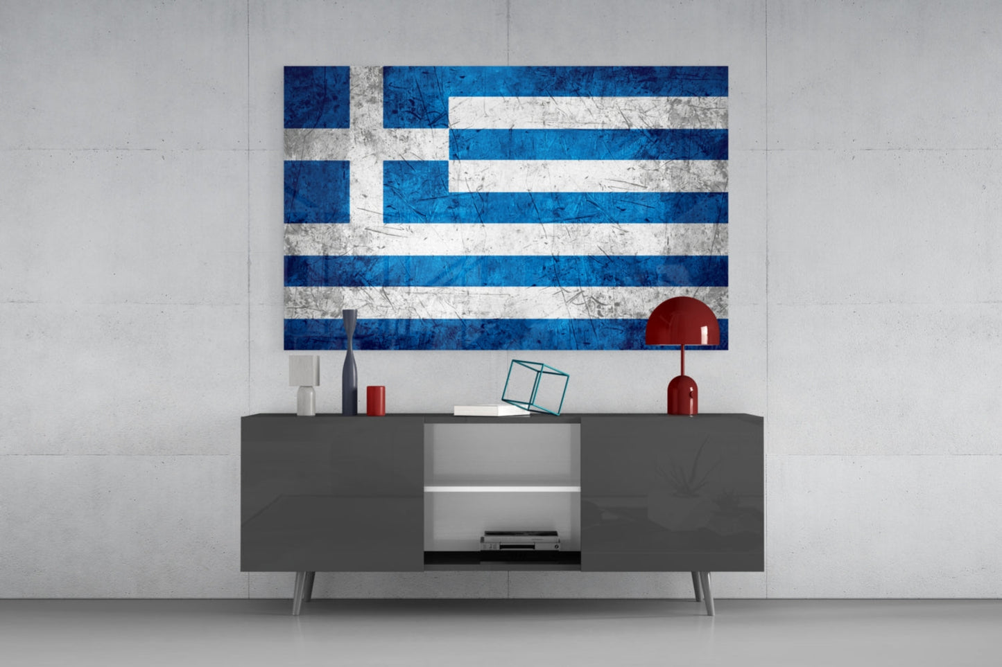 Greece Flag Glass Wall Art