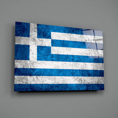 Greece Flag Glass Wall Art