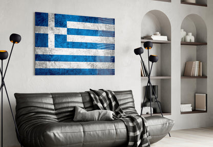Greece Flag Glass Wall Art