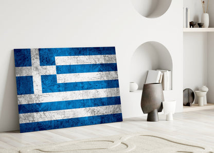 Greece Flag Glass Wall Art