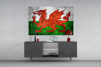 Wales Flag Glass Wall Art