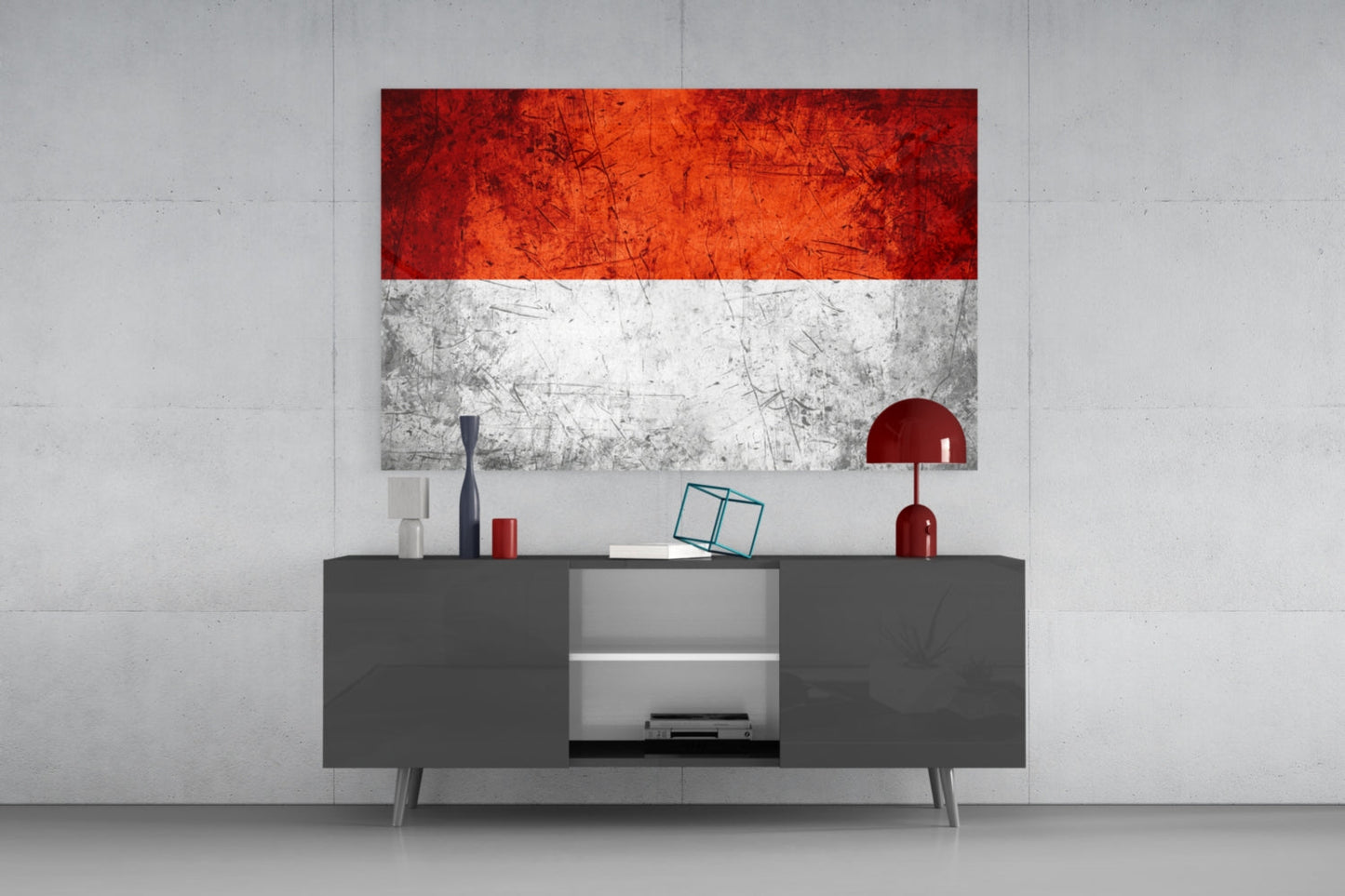 Indonesia Flag Glass Wall Art
