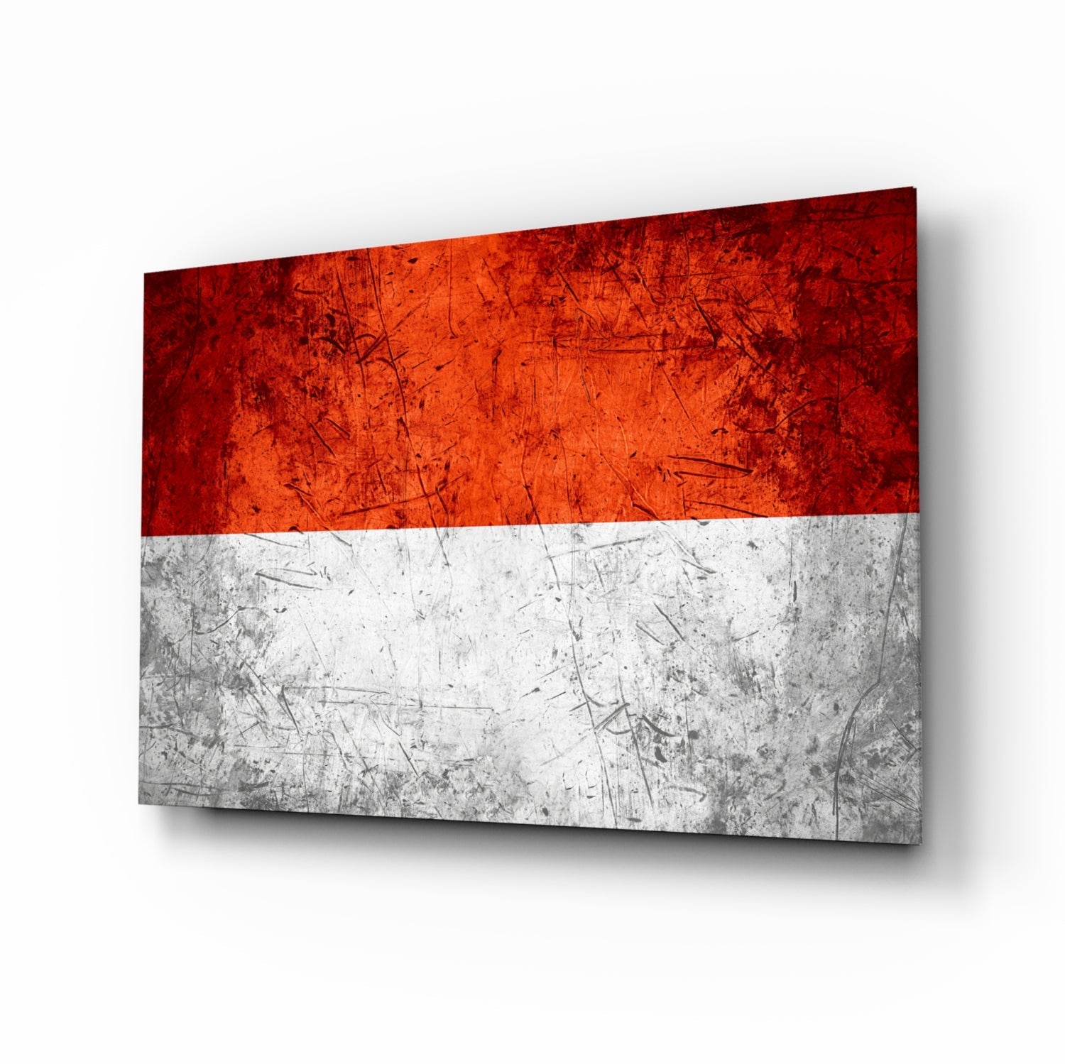 Flag of Indonesia glass wall art, red and white bands