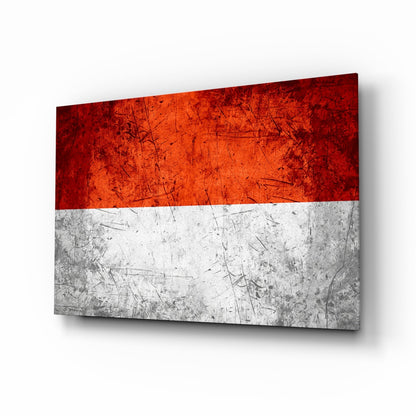 Flag of Indonesia glass wall art, red and white bands