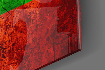 Flag of Myanmar Rustic Stone Glass Wall Art