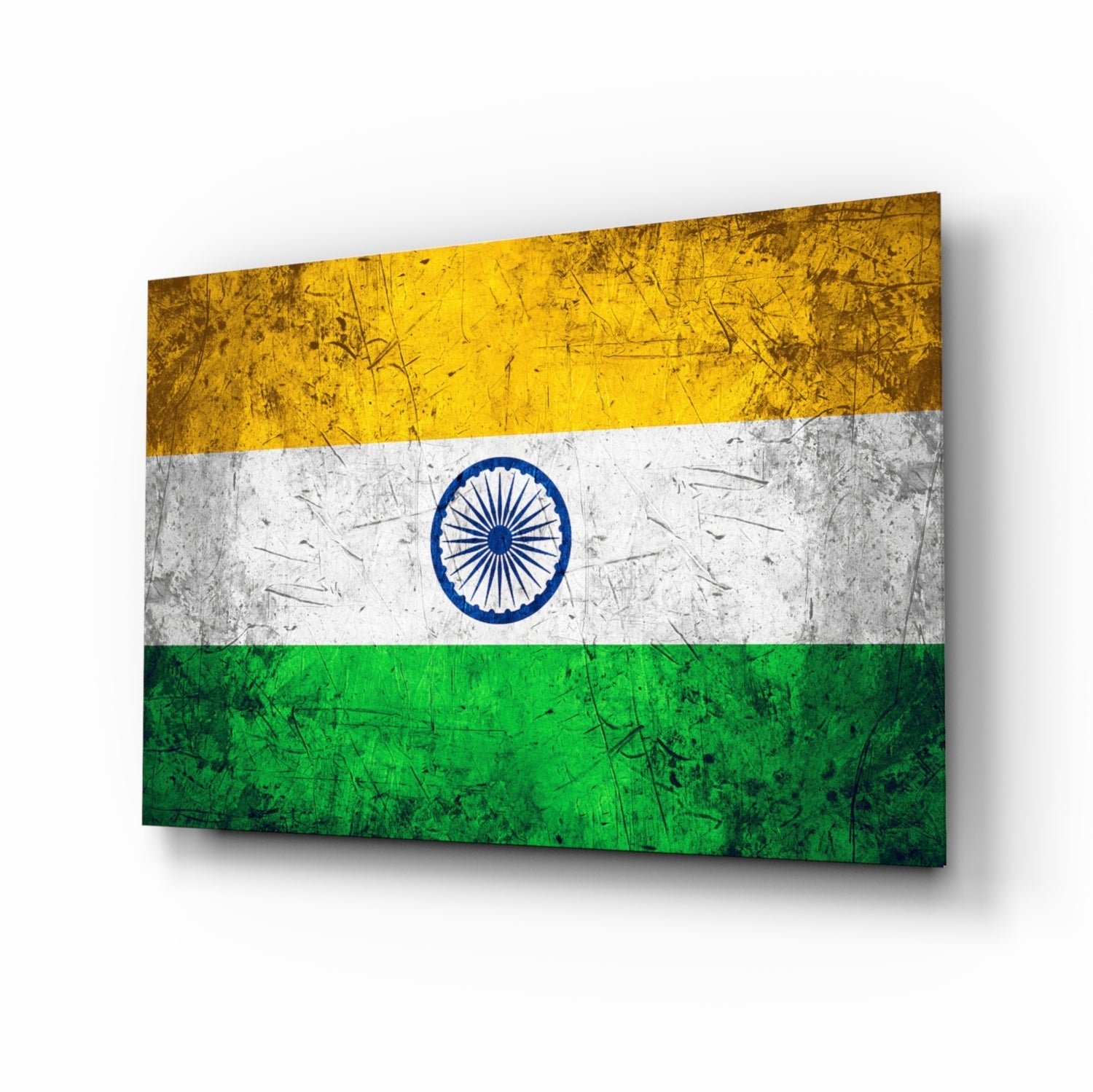 Flag of India glass wall art, Ashoka Chakra design
