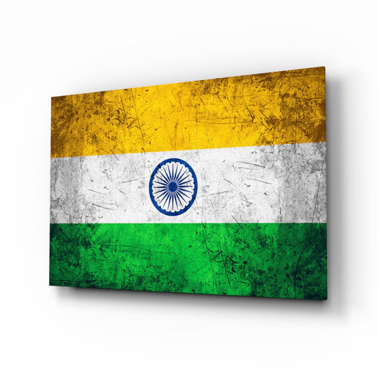Flag of India glass wall art, Ashoka Chakra design