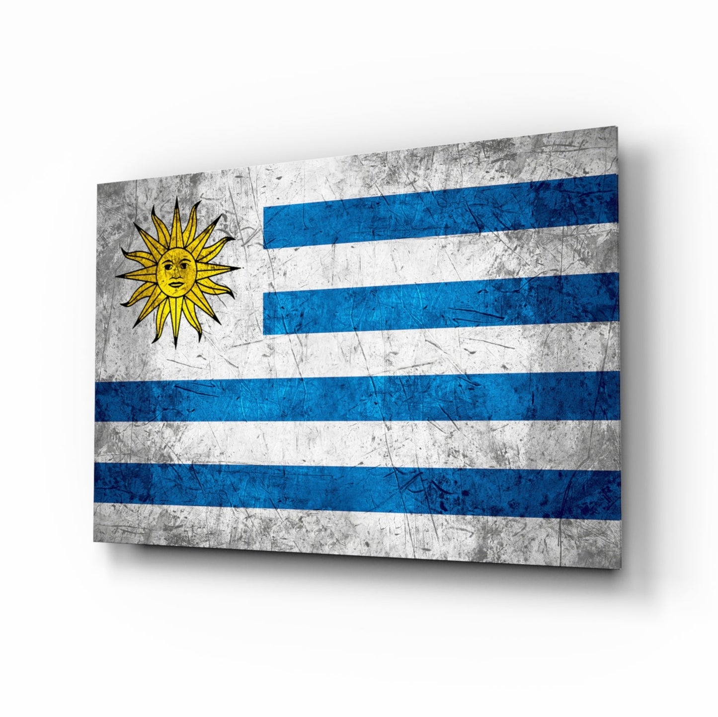 Flag of Uruguay glass wall art, sun of May design