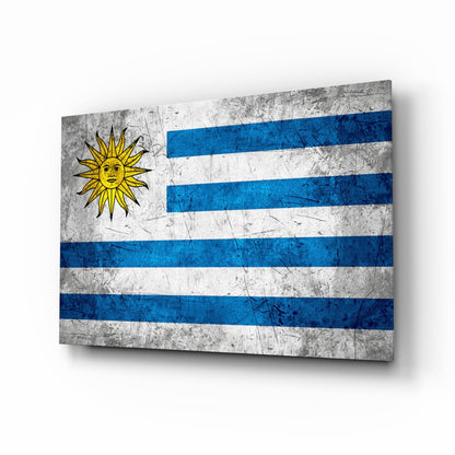 Flag of Uruguay glass wall art, sun of May design