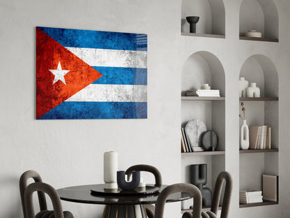 Flag of Cuba Rustic Stone Glass Wall Art