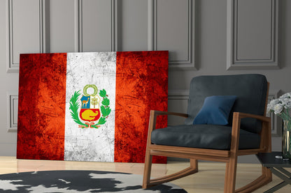 Flag of Peru Rustic Stone Glass Wall Art