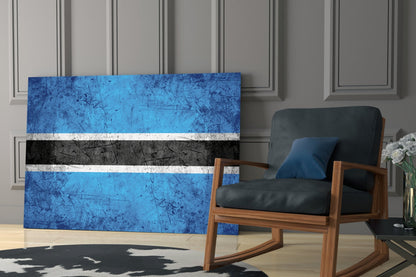 Flag of Botswana Rustic Stone Glass Wall Art