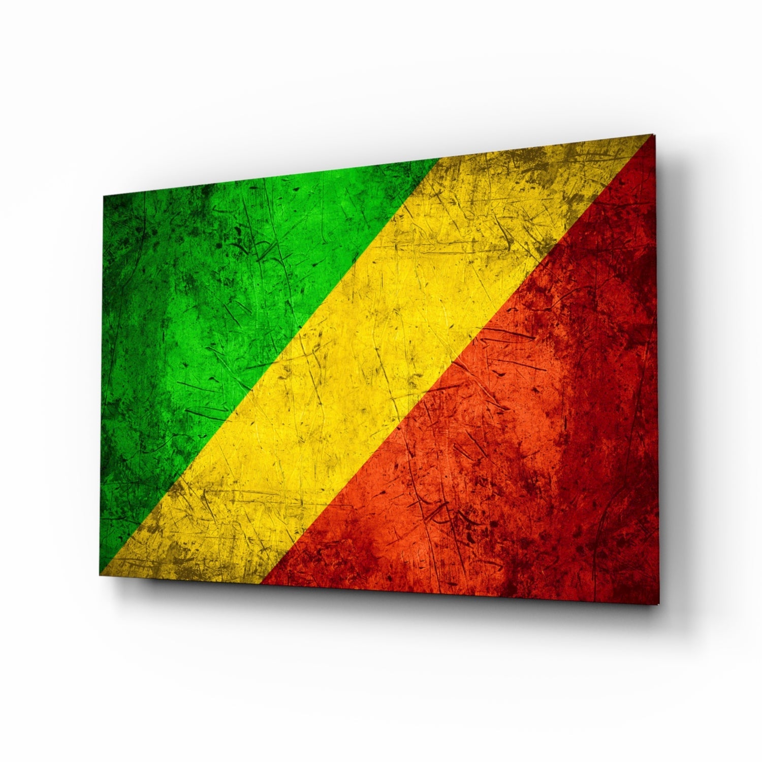 Congo Flag glass wall art with weathered patriotic design