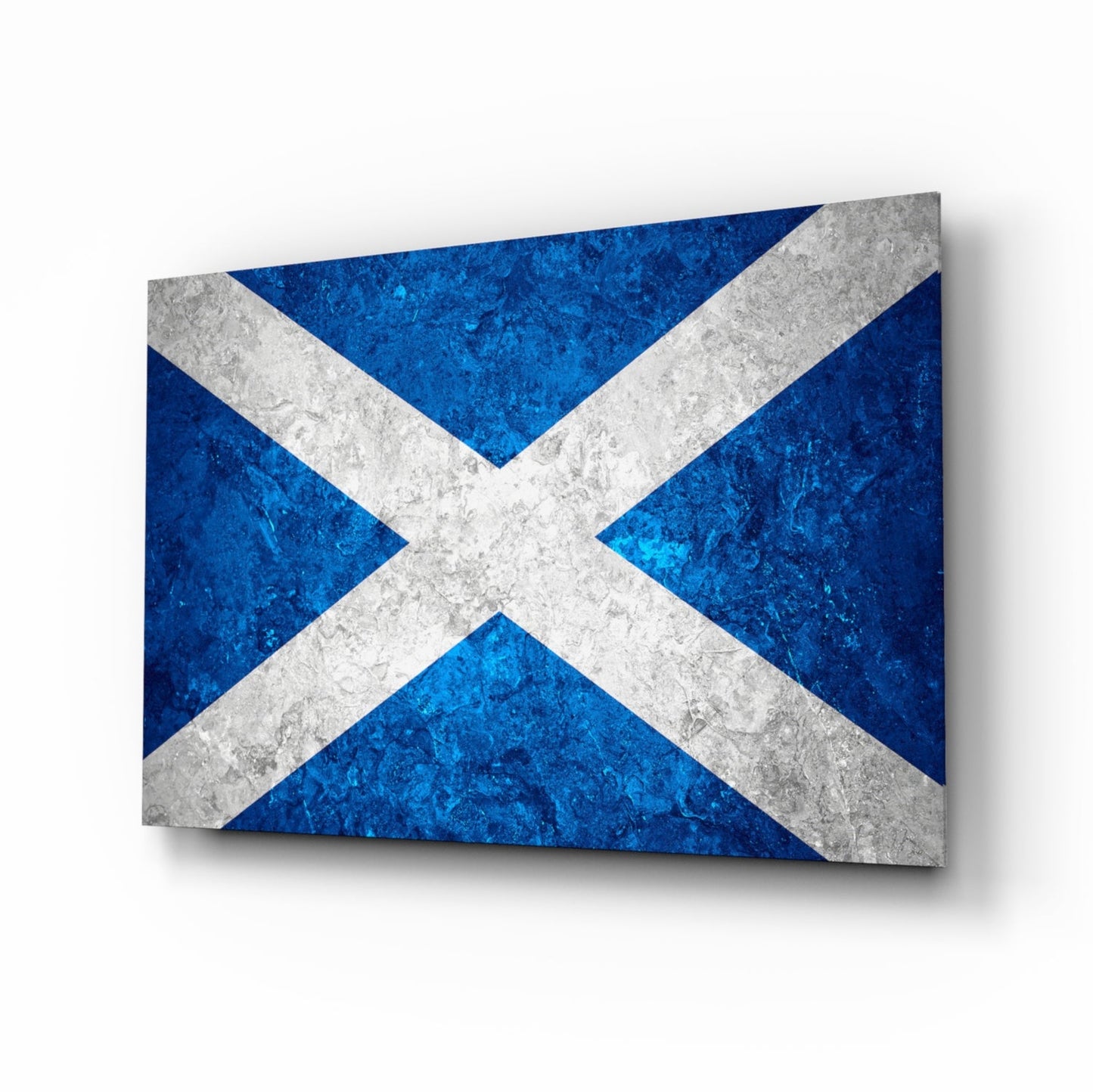 Flag of Scotland glass wall art, cobalt and ivory saltire
