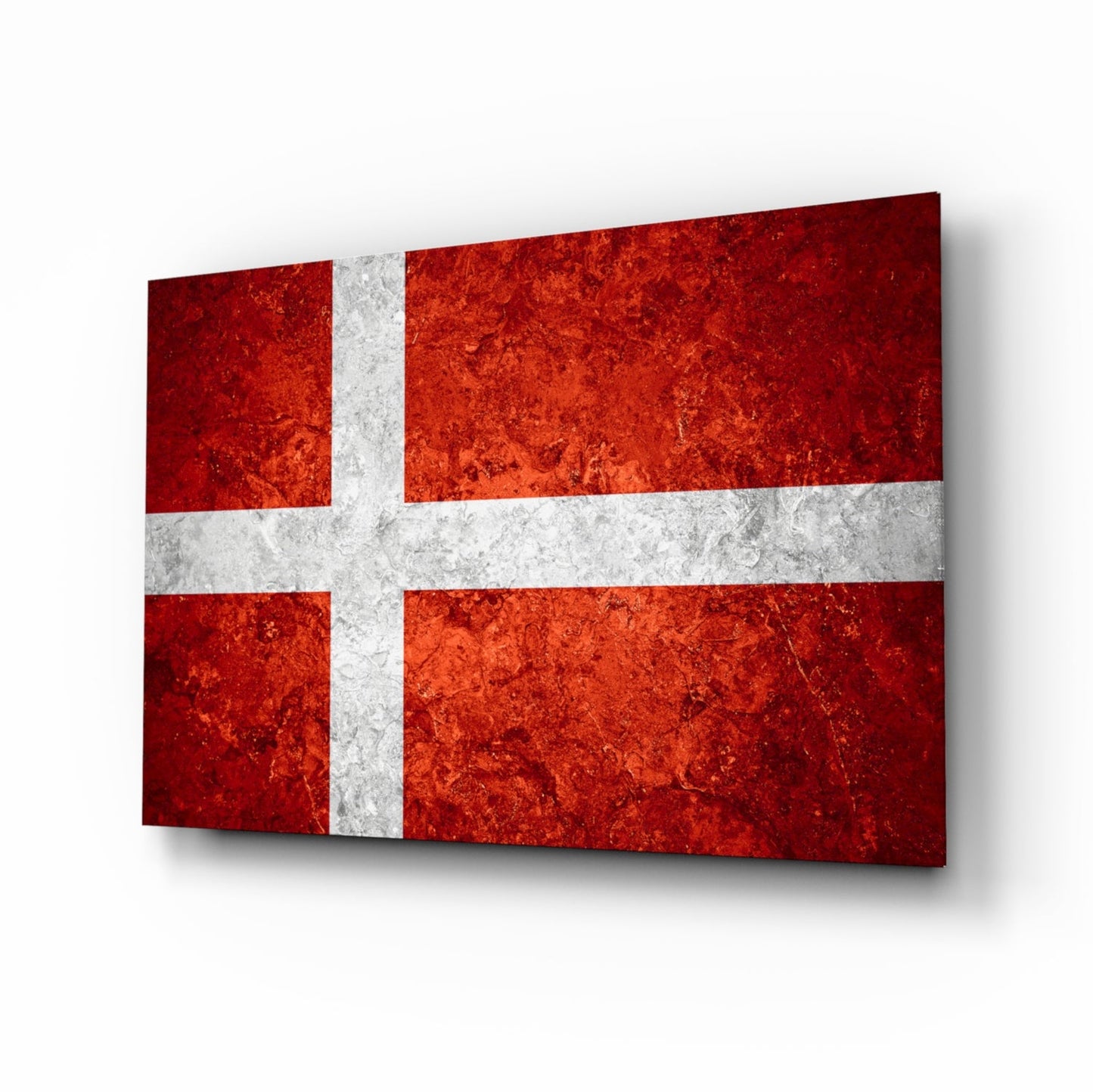 Flag of Denmark design printed on tempered glass wall art
