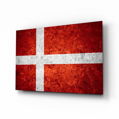 Flag of Denmark design printed on tempered glass wall art