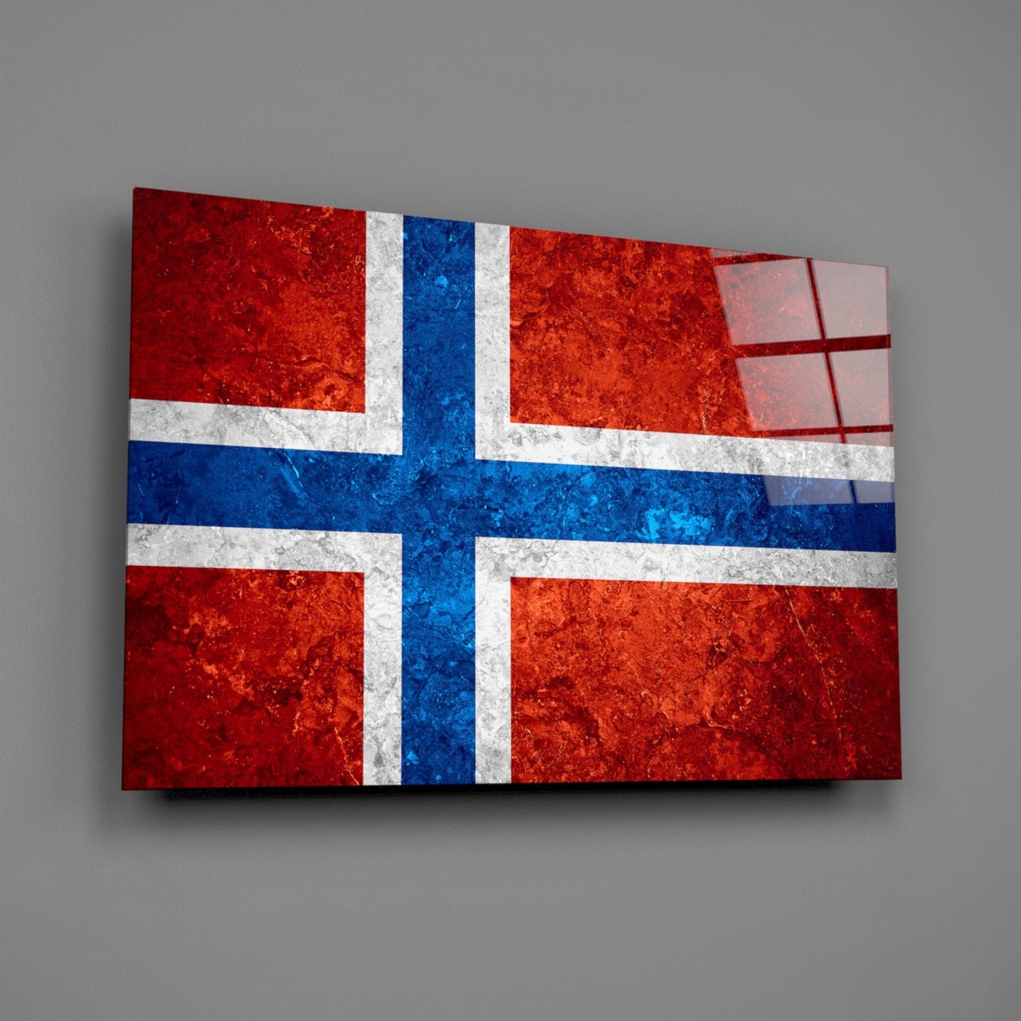 Flag of Norway Rustic Stone Glass Wall Art
