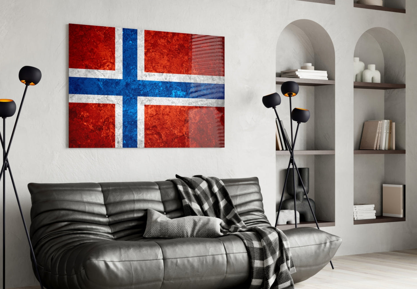 Flag of Norway Rustic Stone Glass Wall Art