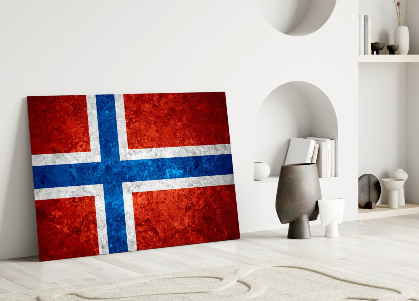 Flag of Norway Rustic Stone Glass Wall Art