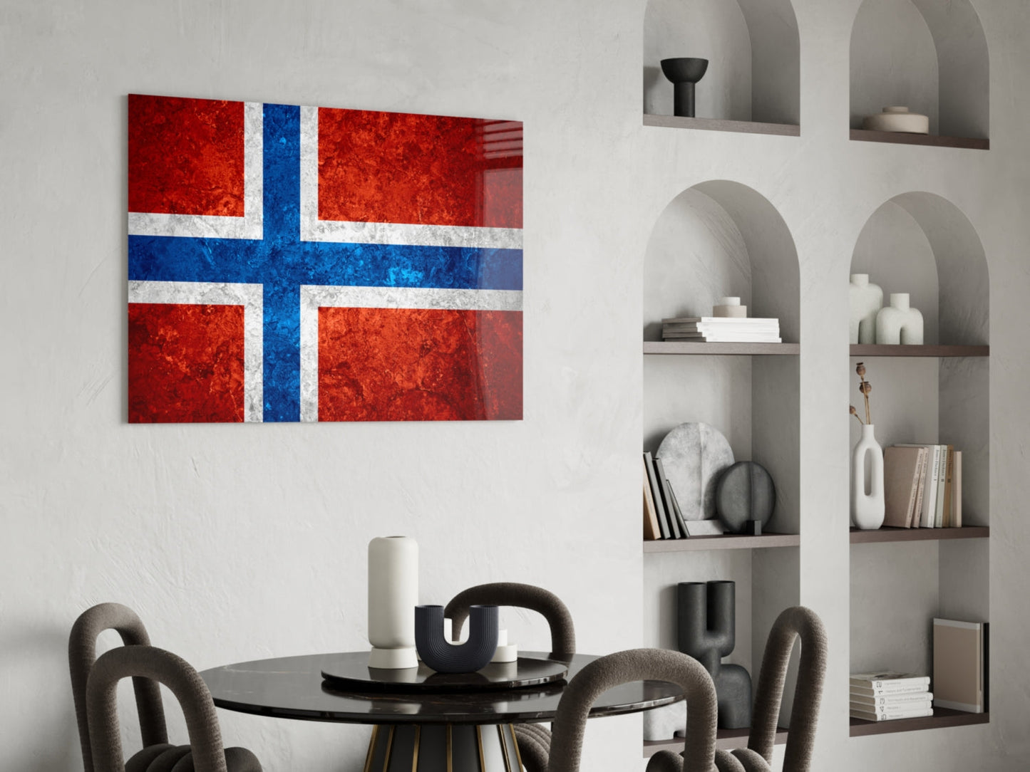 Flag of Norway Rustic Stone Glass Wall Art