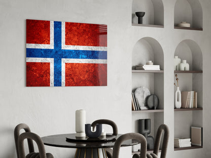Flag of Norway Rustic Stone Glass Wall Art