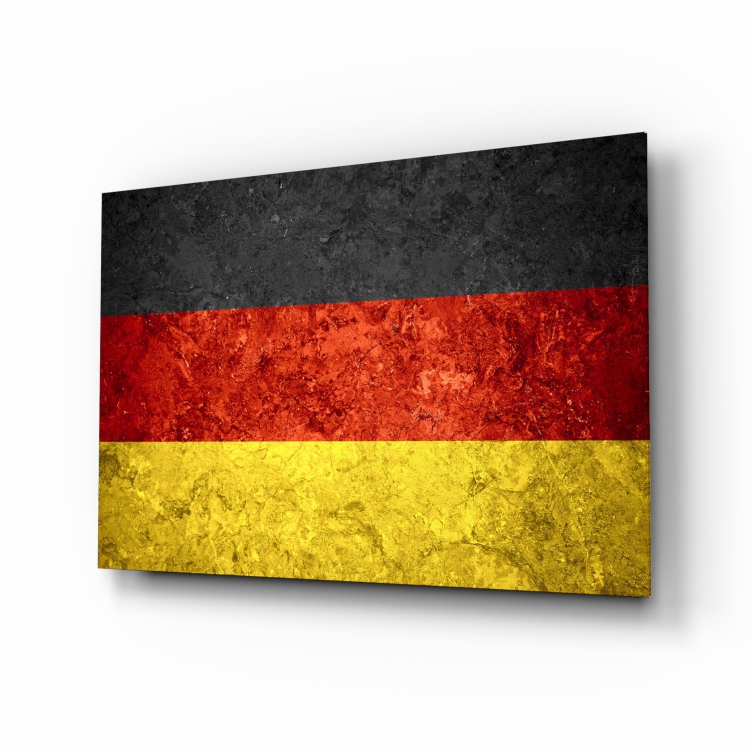 Germany flag rustic glass wall art with onyx, crimson and saffron bands