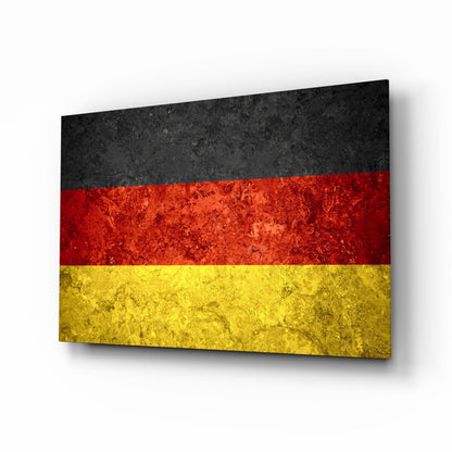 Germany flag rustic glass wall art with onyx, crimson and saffron bands