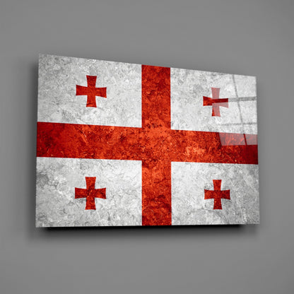 Flag of Georgia Rustic Stone Glass Wall Art