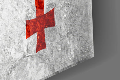 Flag of Georgia Rustic Stone Glass Wall Art
