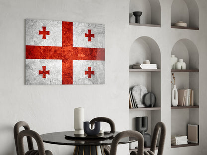Flag of Georgia Rustic Stone Glass Wall Art
