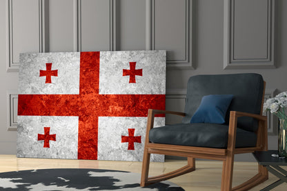 Flag of Georgia Rustic Stone Glass Wall Art
