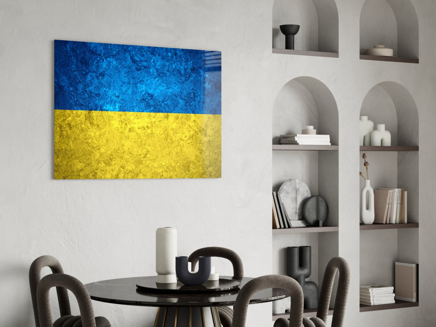 Flag of Ukraine Rustic Stone Glass Wall Art