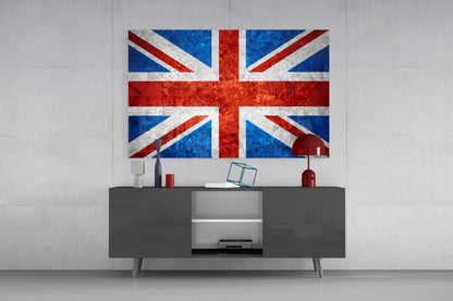 Flag of United Kingdom Rustic Stone Glass Wall Art