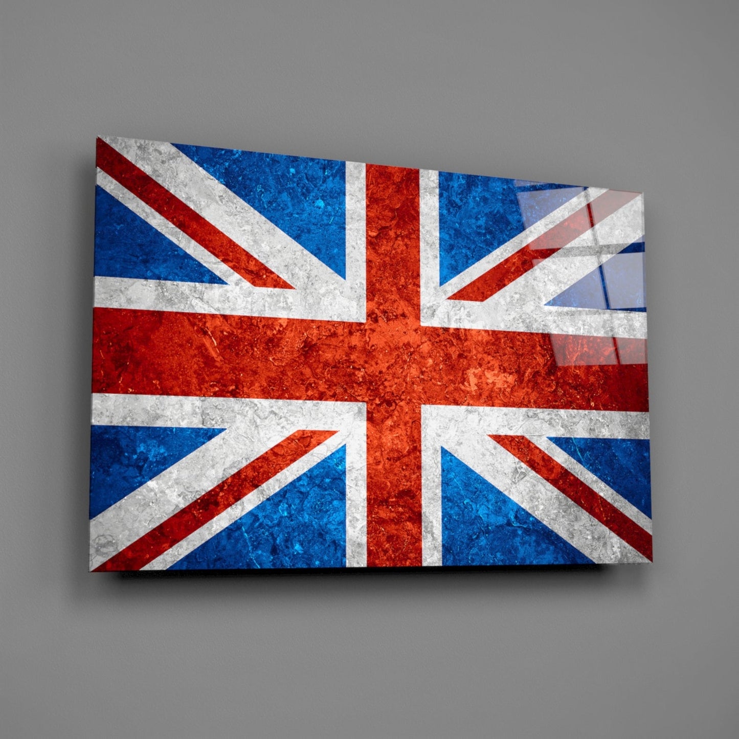 Flag of United Kingdom Rustic Stone Glass Wall Art