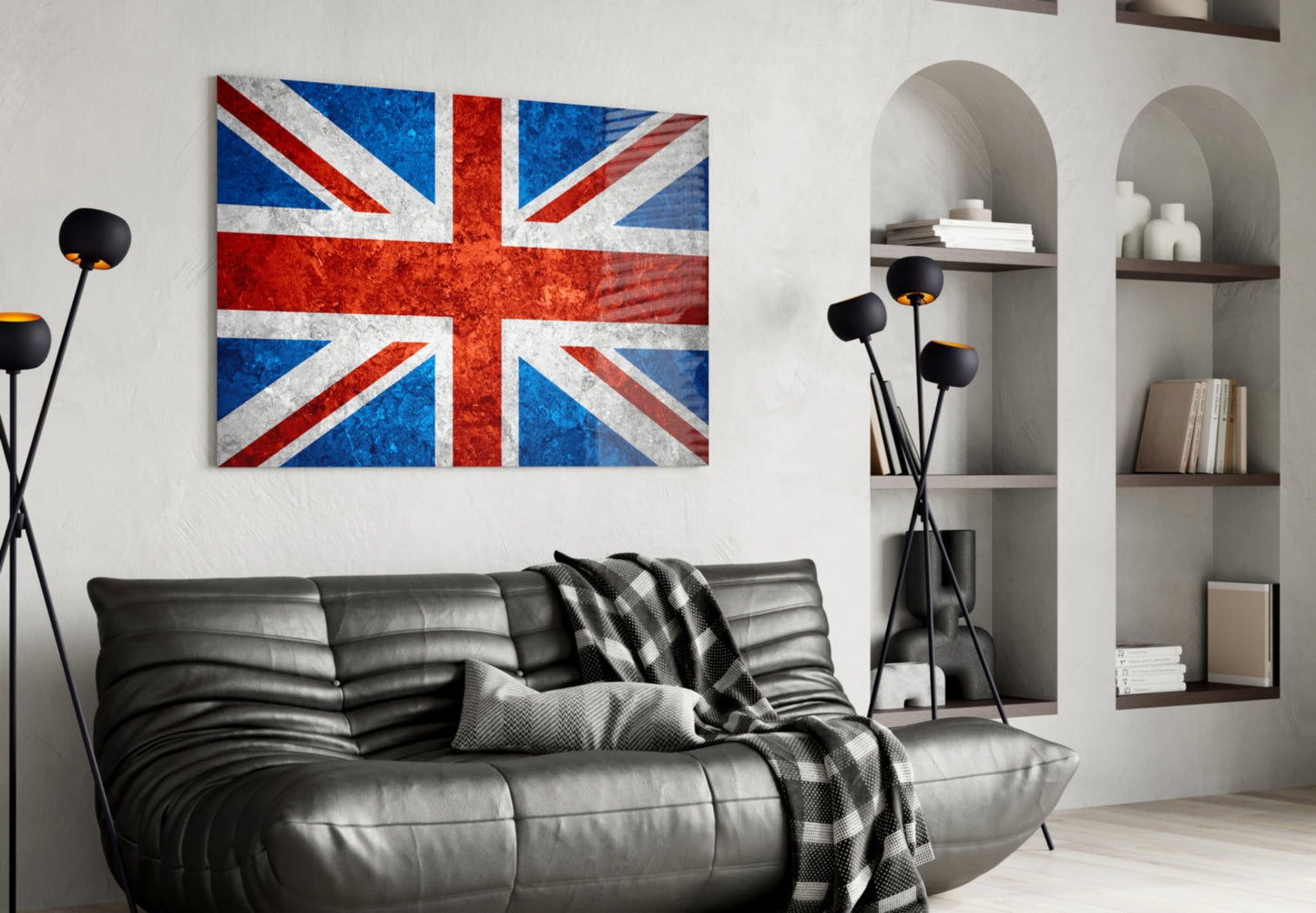Flag of United Kingdom Rustic Stone Glass Wall Art