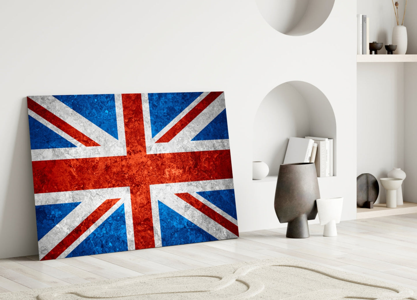 Flag of United Kingdom Rustic Stone Glass Wall Art