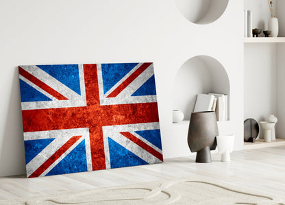 Flag of United Kingdom Rustic Stone Glass Wall Art