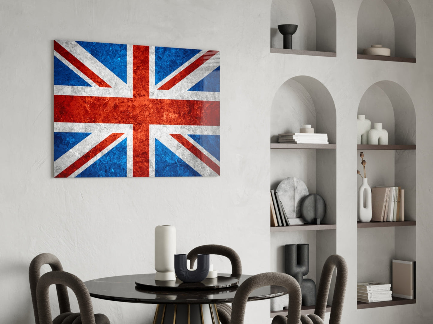 Flag of United Kingdom Rustic Stone Glass Wall Art