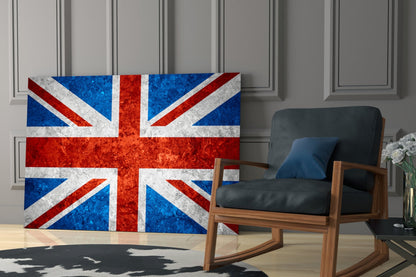 Flag of United Kingdom Rustic Stone Glass Wall Art