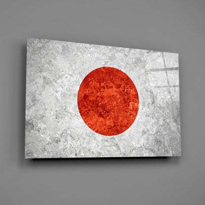 Flag of Japan Rustic Stone Glass Wall Art