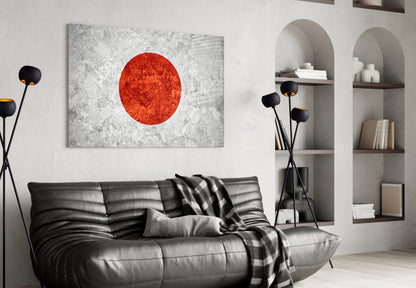 Flag of Japan Rustic Stone Glass Wall Art