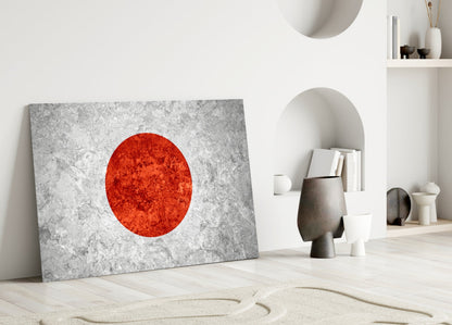 Flag of Japan Rustic Stone Glass Wall Art
