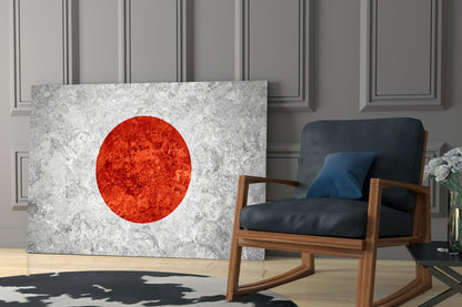 Flag of Japan Rustic Stone Glass Wall Art